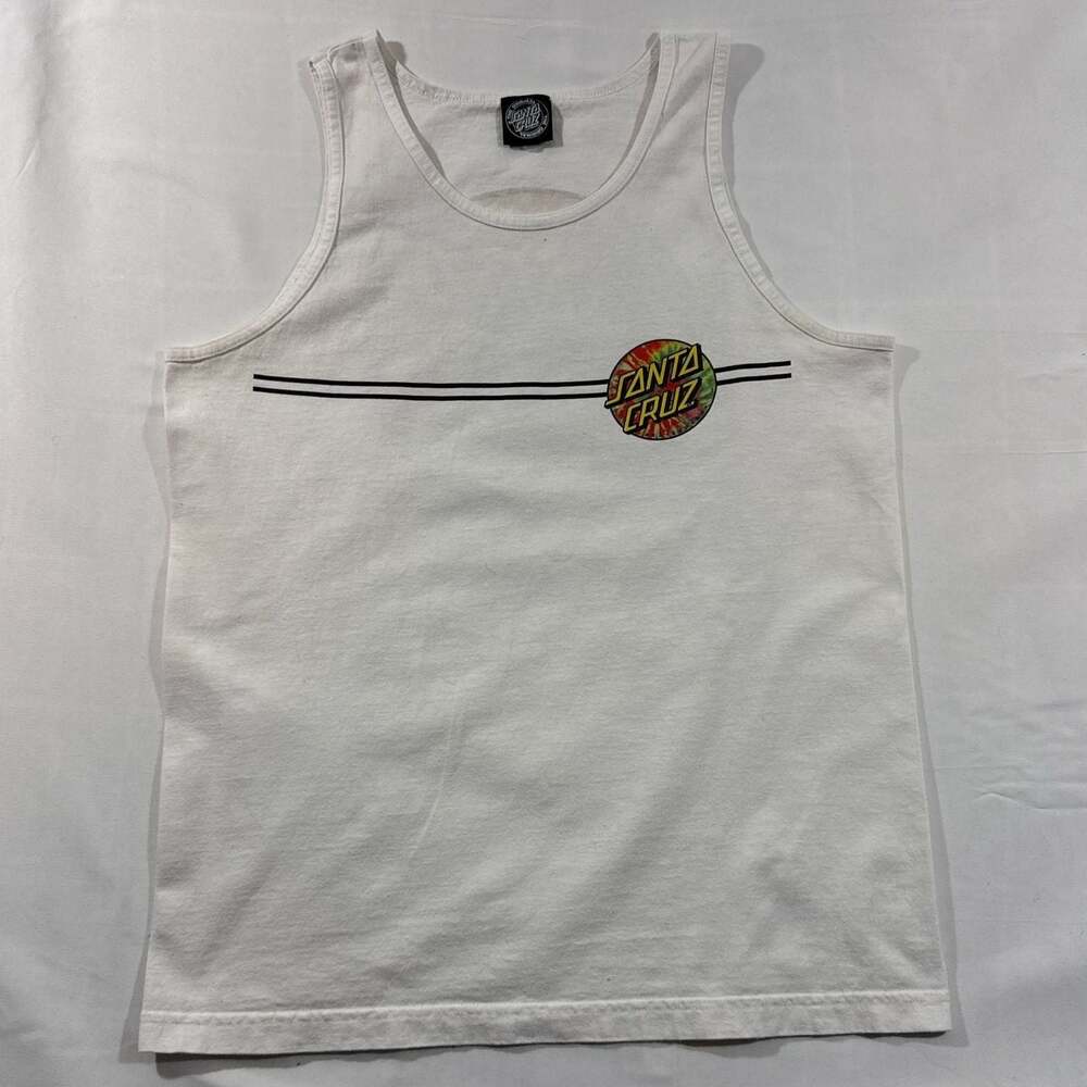 Santa Cruz Tie Dye Loud Ringed Dot Logo Graphic Tank Top White
